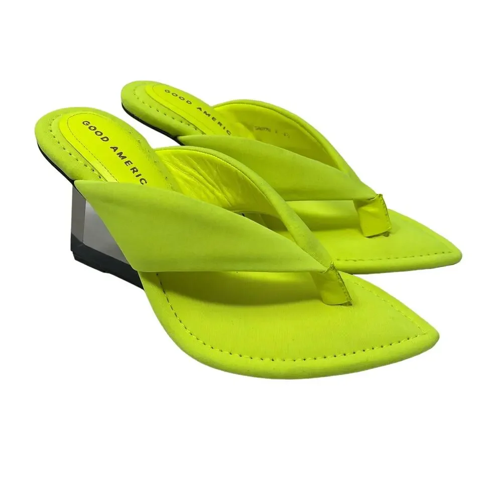 Good American Clear Wedge Sandals Size 6 Chartreuse GA077N-X - Picture 3 of 5